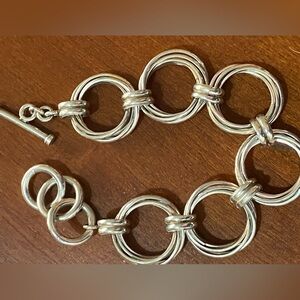 SILPADA B1235 Bracelet consisting of Sterling Silver Circles linked together.